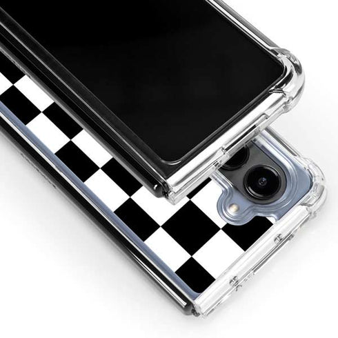 Black and White Checkered Galaxy Z Fold5 5G Clear Case