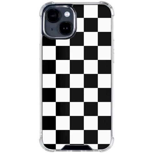 Black and White Checkered iPhone 15 Clear Case