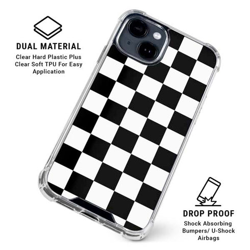 Black and White Checkered iPhone 15 Clear Case