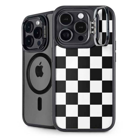 Black and White Checkered iPhone 15 Pro Max Kickstand Case