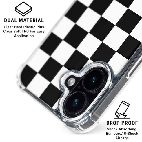 Black and White Checkered iPhone 16 Clear Case