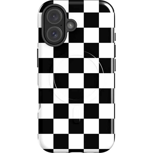 Black and White Checkered iPhone 16 Plus Magsafe Impact Case