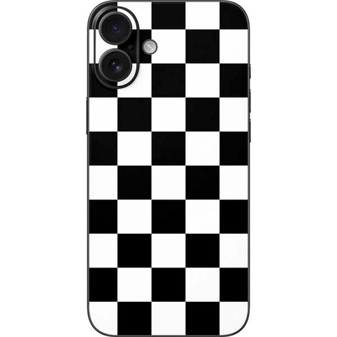 Black and White Checkered iPhone 16 Plus Skin