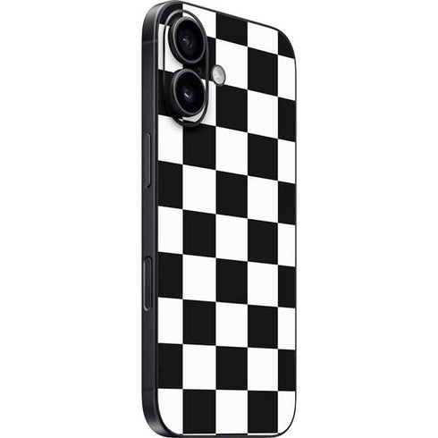 Black and White Checkered iPhone 16 Plus Skin
