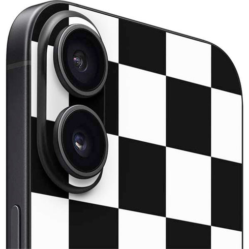 Black and White Checkered iPhone 16 Plus Skin
