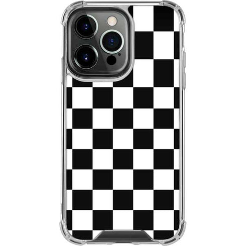 Black and White Checkered iPhone 16 Pro Clear Case