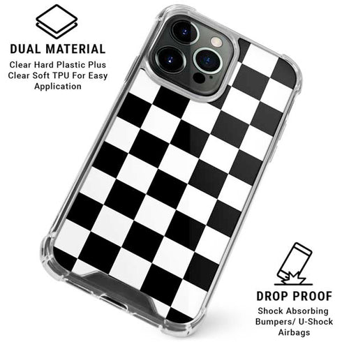 Black and White Checkered iPhone 16 Pro Clear Case