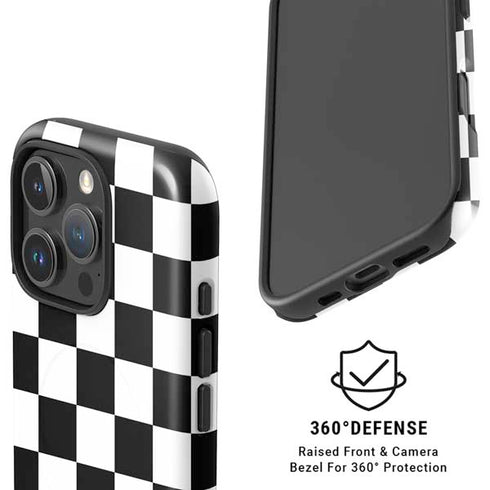 Black and White Checkered iPhone 16 Pro Magsafe Impact Case