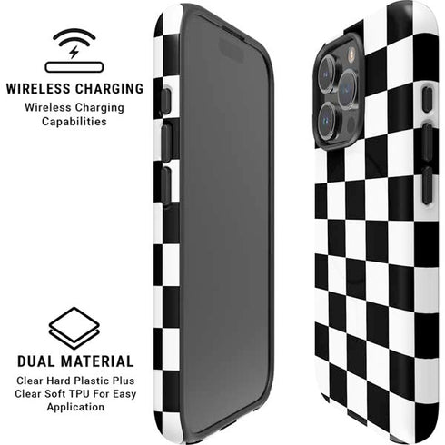 Black and White Checkered iPhone 16 Pro Magsafe Impact Case