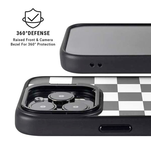 Black and White Checkered iPhone 16 Pro Max Kickstand Case
