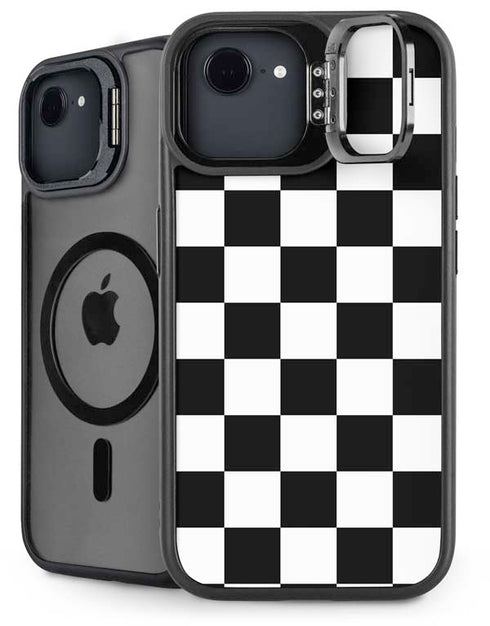 Black and White Checkered iPhone 16e Kickstand Case