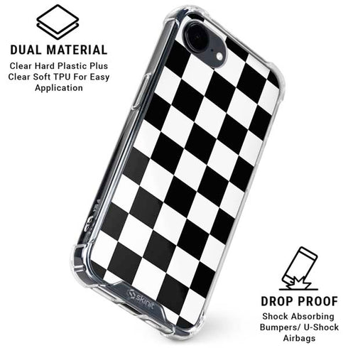 Black and White Checkered iPhone 16e Clear Case