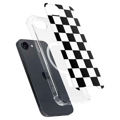 Black and White Checkered iPhone 16e MagSafe Case