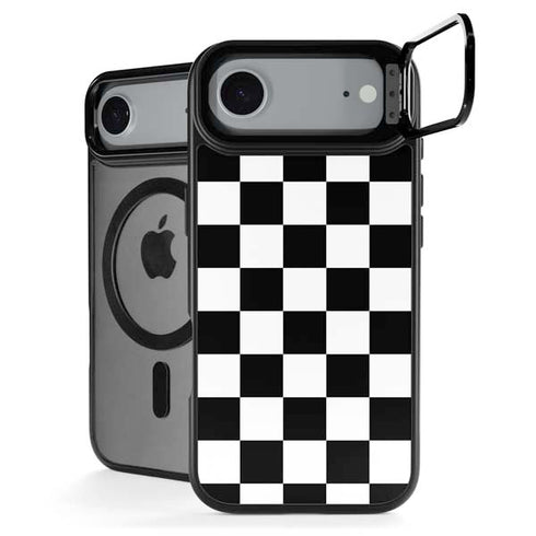 Black and White Checkered iPhone 17 Air Kickstand Case