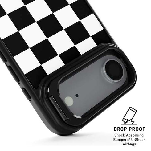 Black and White Checkered iPhone 17 Air Kickstand Case