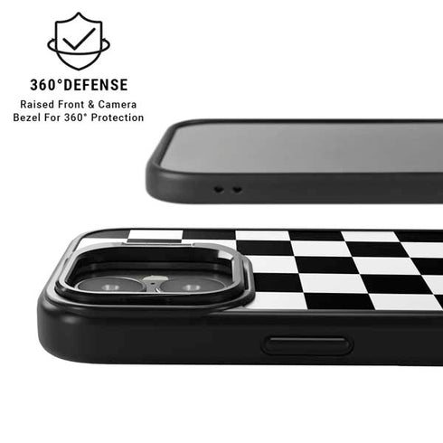 Black and White Checkered iPhone 17 Kickstand Case