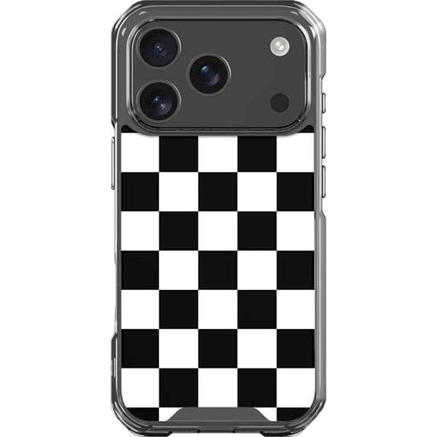 Black and White Checkered iPhone 17 Pro Clear Case