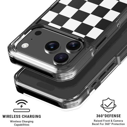 Black and White Checkered iPhone 17 Pro Max Clear Case
