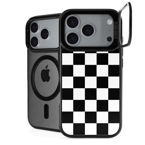 Black and White Checkered iPhone 17 Pro Max Kickstand Case