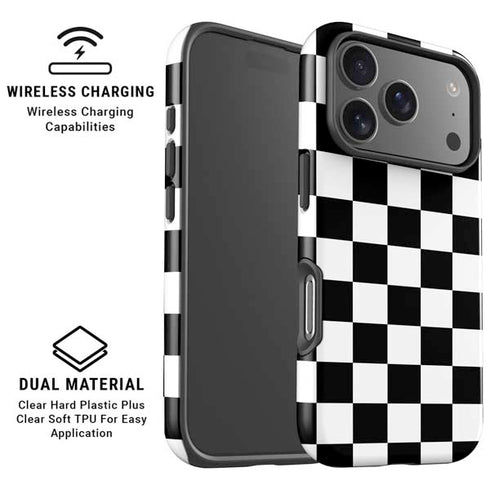 Black and White Checkered iPhone 17 Pro Max Magsafe Impact Case