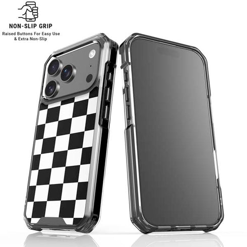 Black and White Checkered iPhone 18 Pro Clear Case