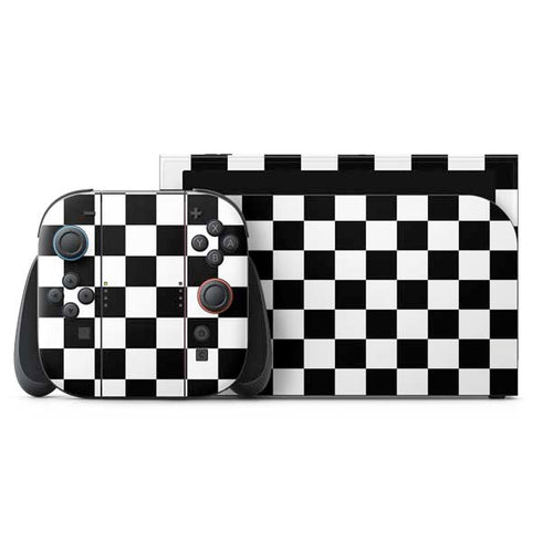 Black and White Checkered Nintendo Switch 2 (2025) with Joy-Con Skin