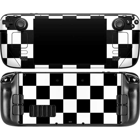 Black and White Checkered Steam Deck Handheld Gaming Computer OLED Skin