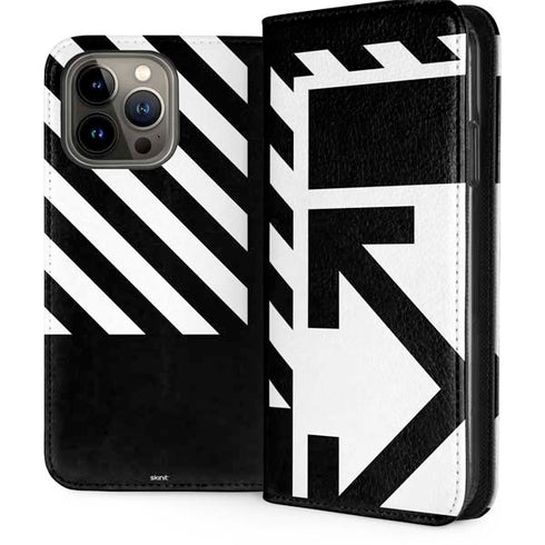 Black and White Geometric Shapes iPhone 13 Pro Max Folio Case