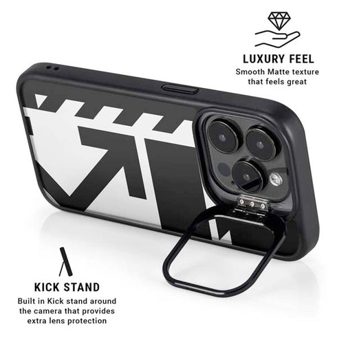 Black and White Geometric Shapes iPhone 15 Pro Max Kickstand Case