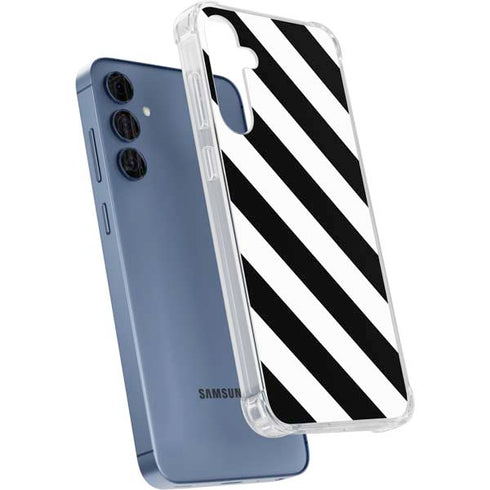 Black and White Geometric Stripes Galaxy A35 5G Clear Case