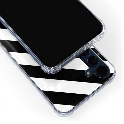 Black and White Geometric Stripes Galaxy A55 5G Clear Case