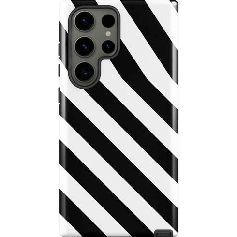 Black and White Geometric Stripes Galaxy S23 Ultra Pro Case