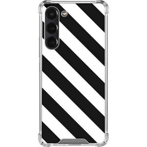 Black and White Geometric Stripes Galaxy S24 FE Clear Case