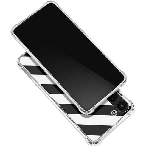 Black and White Geometric Stripes Galaxy S24 FE Clear Case
