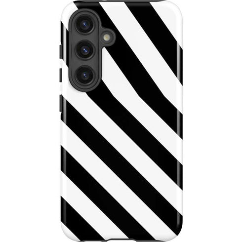 Black and White Geometric Stripes Galaxy S25 Impact Case