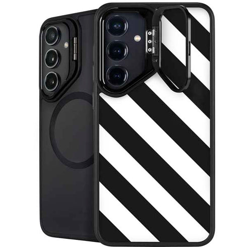 Black and White Geometric Stripes Galaxy S25 Kickstand Case