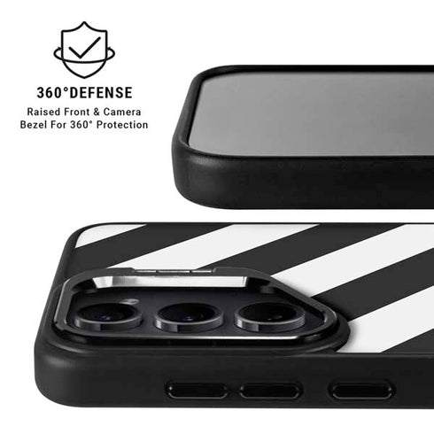 Black and White Geometric Stripes Galaxy S25 Kickstand Case