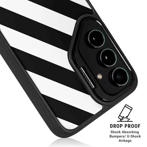 Black and White Geometric Stripes Galaxy S25 Kickstand Case
