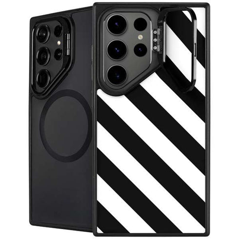 Black and White Geometric Stripes Galaxy S24 Ultra Kickstand Case