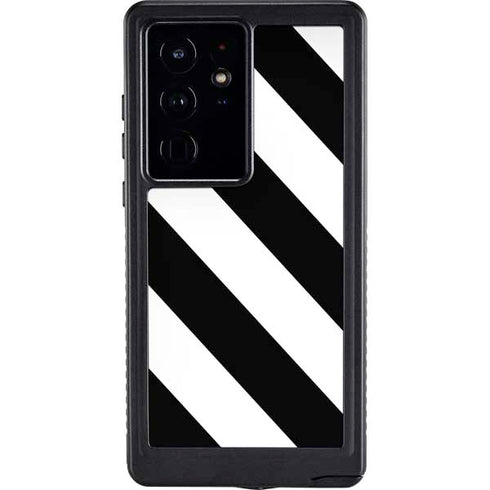 Black and White Geometric Stripes Galaxy S24 Ultra Waterproof Case