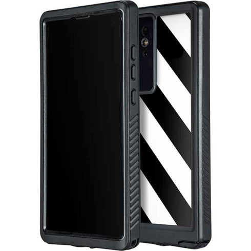 Black and White Geometric Stripes Galaxy S24 Ultra Waterproof Case