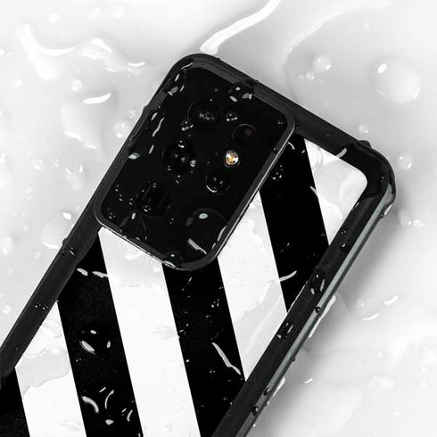 Black and White Geometric Stripes Galaxy S24 Ultra Waterproof Case