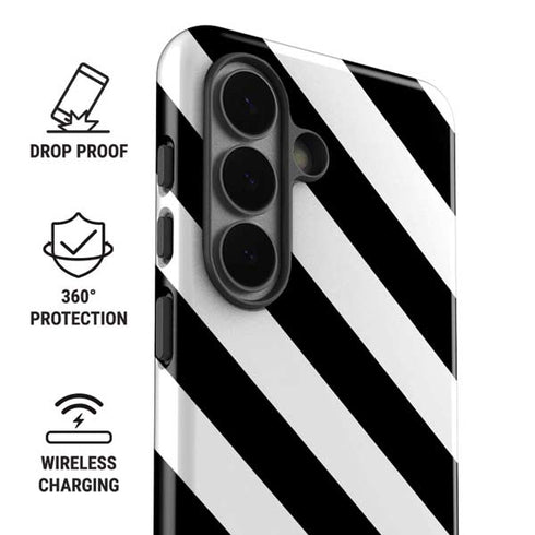 Black and White Geometric Stripes Galaxy S26 Impact Case