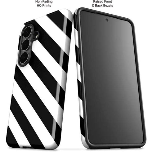 Black and White Geometric Stripes Galaxy S26 Impact Case