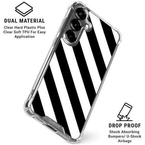 Black and White Geometric Stripes Galaxy S26 Plus Clear Case