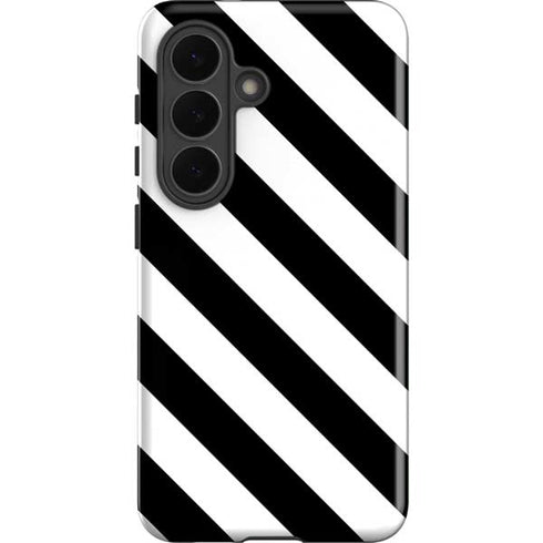 Black and White Geometric Stripes Galaxy S26 Plus Impact Case