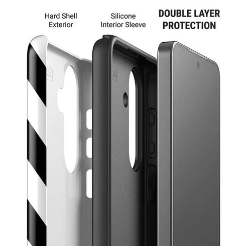 Black and White Geometric Stripes Galaxy S26 Plus Impact Case