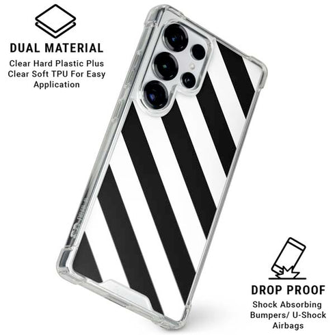 Black and White Geometric Stripes Galaxy S26 Ultra Clear Case