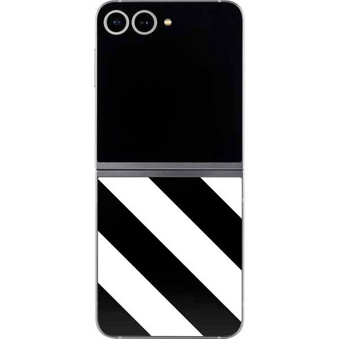 Black and White Geometric Stripes Galaxy Z Flip6 Skin