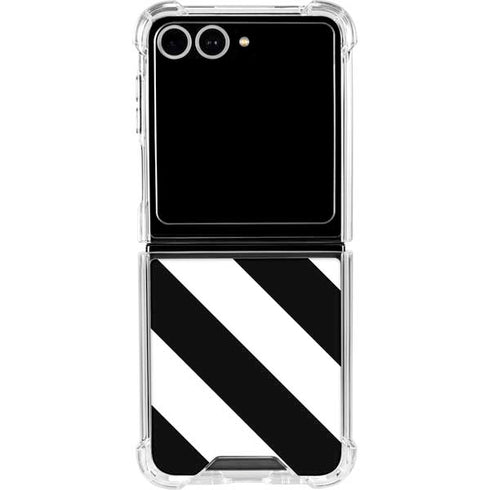 Black and White Geometric Stripes Galaxy Z Flip7 Clear Case